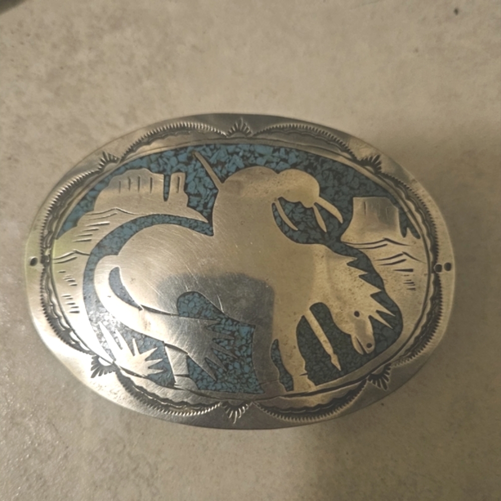 Southwestern Belt Buckles with crushed Turquoise
